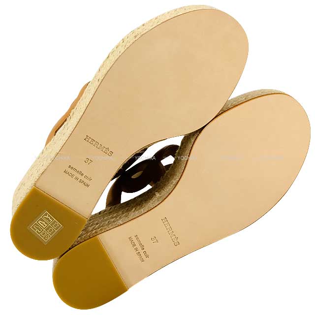 HERMES sandals Ladies Espadrilles ITHEA 30 Chaine D'ancre  Naturel Nappa leather 37[BRAND NEW][Authentic]