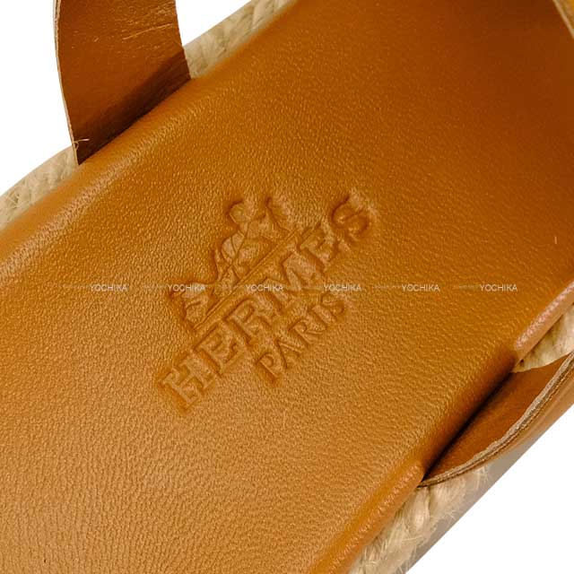 HERMES sandals Ladies Espadrilles ITHEA 30 Chaine D'ancre  Naturel Nappa leather 37[BRAND NEW][Authentic]