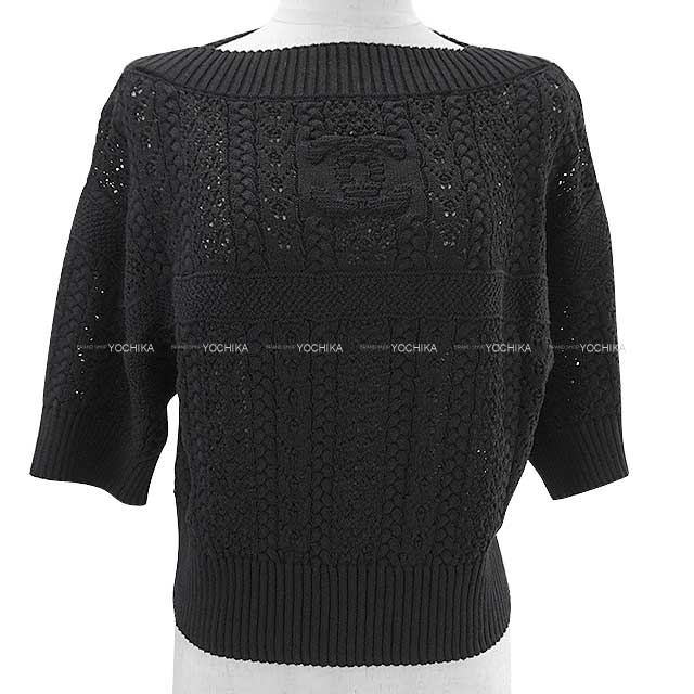 2024SS NEW COCO Beach Collection  CHANEL Knit Ladies knit Key knitting Coco mark Pullover Noir (Black) Cotton 34 P76924[BRAND NEW][Authentic]