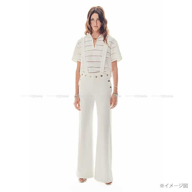 2024 SS New Coco beach Collection CHANEL Pants Ladies Jump Suit Cotton Jersey Blanc (White) Cotton 34 P76224[BRAND NEW][Authentic]