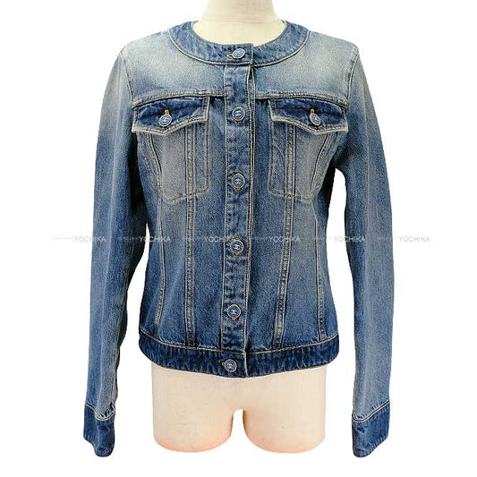 CHANEL Denim jacket Coco mark button Plainly colored Blue Cotton 36 P78108[BRAND NEW][Authentic]