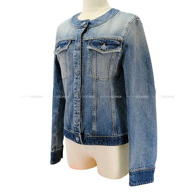 CHANEL Denim jacket Coco mark button Plainly colored Blue Cotton 36 P78108[BRAND NEW][Authentic]