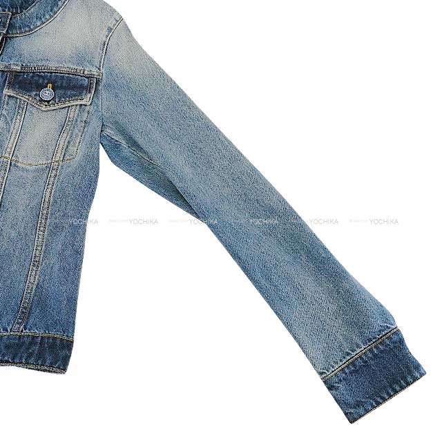 CHANEL Denim jacket Coco mark button Plainly colored Blue Cotton 36 P78108[BRAND NEW][Authentic]