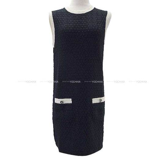 2024 SS New CHANEL One‐piece dress Ladies Bicolor Viscose Coco button Sleeveless Noir (Black)/Blanc (White) Cotton 49%/Rayon 35%/Nylon 16% 34 P76903[BRAND NEW][Authentic]