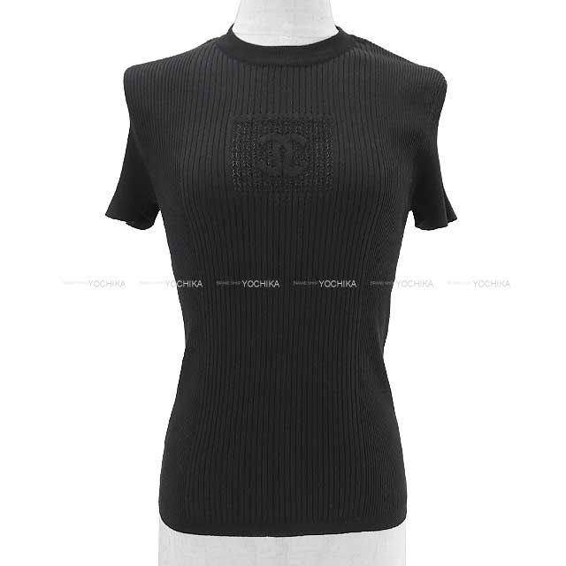 2024 New CHANEL Short sleeve t shirt Ladies Cut and sewn Tops Coco mark Noir (Black) Cotton84%/Polyamide12%/Elastin4% 34 P76440[BRAND NEW][Authentic]