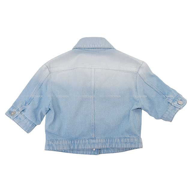 2024 NEW  Coco Beach Collection CHANEL Denim jacket Ladies Cropped Iridescent washed metal Coco buttons Blue/Silver Cotton #34 P76208[BRAND NEW][Authentic]