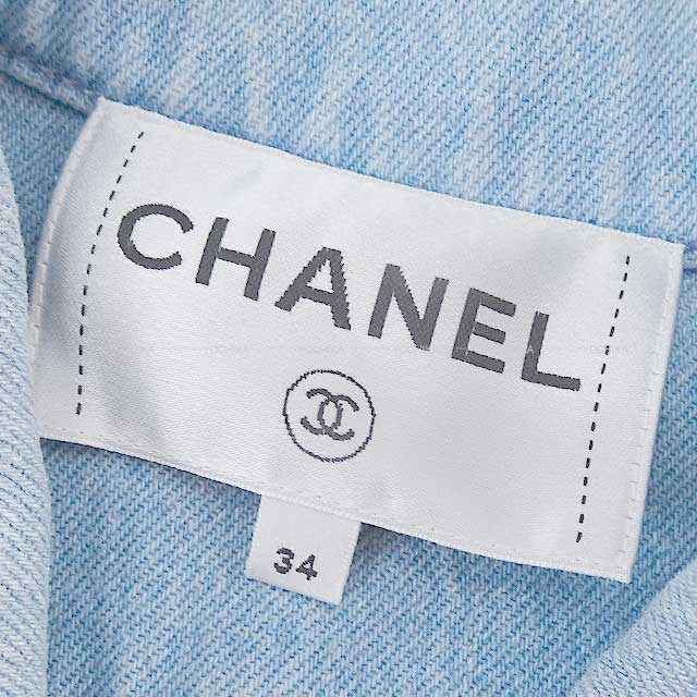 2024 NEW  Coco Beach Collection CHANEL Denim jacket Ladies Cropped Iridescent washed metal Coco buttons Blue/Silver Cotton #34 P76208[BRAND NEW][Authentic]