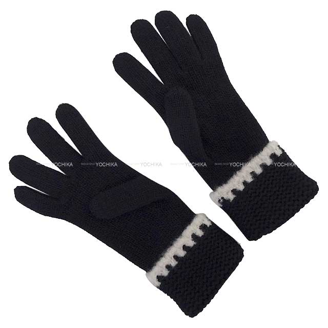 CHANEL glove Ladies Knit Coco mark Noir (Black)/Blanc (White)[BRAND NEW][Authentic]