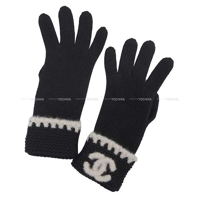 CHANEL glove Ladies Knit Coco mark Noir (Black)/Blanc (White)[BRAND NEW][Authentic]