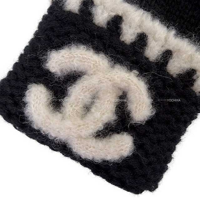 CHANEL glove Ladies Knit Coco mark Noir (Black)/Blanc (White)[BRAND NEW][Authentic]