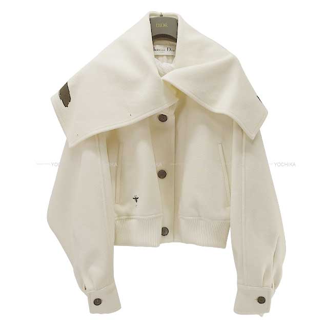 2024-2025AW Runway Dior Over Size Collar Bomber jacket Miss Dior Blanc (White) Wool/Nylon/Polyester 34 451C37P1419[BRAND NEW][Authentic]