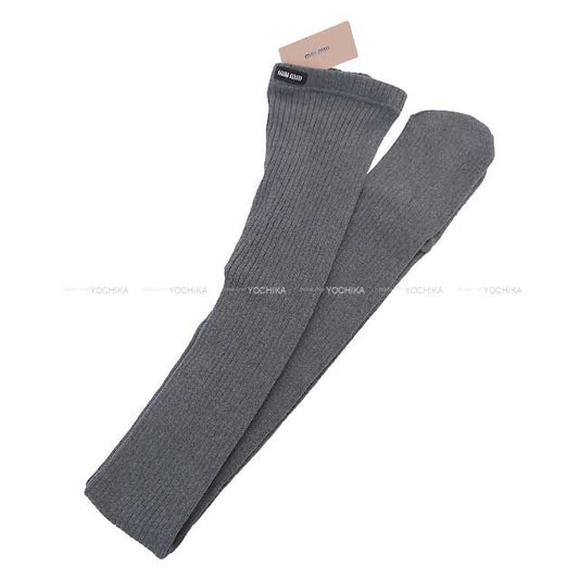 Miu Miu Ribbed cotton tights #2 Grey Cotton MCZ480 15RV[BRAND NEW][Authentic]