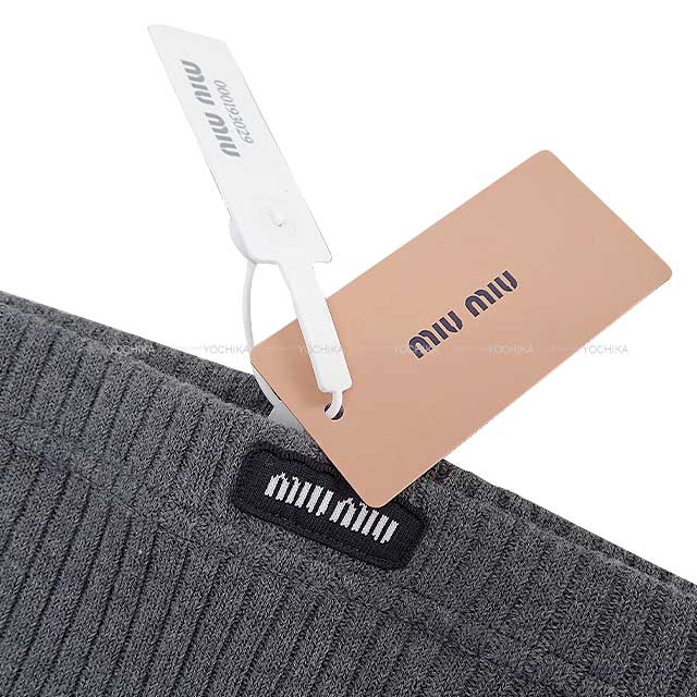 Miu Miu Ribbed cotton tights #2 Grey Cotton MCZ480 15RV[BRAND NEW][Authentic]