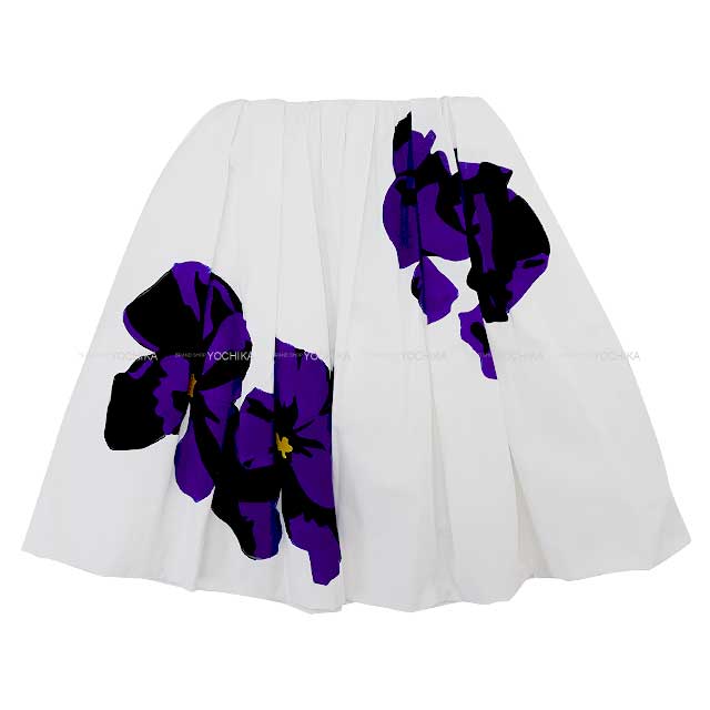 MIUMIU skirt Front The Runway Poplin×Jersey print Blanc (White)/Purple Cotton 36 MG2305_15W1_F040P_S_000[BRAND NEW][Authentic]