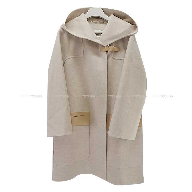 2024AW NEW HERMES Duffle coat Ladies Duffel coat Beige Cashmere100% 34[BRAND NEW][Authentic]