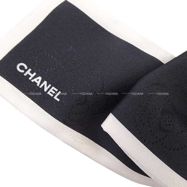 CHANEL hair accessories Chou chou ribbon camellia white/black Silk AA7530[EXCELLENT][Authentic]