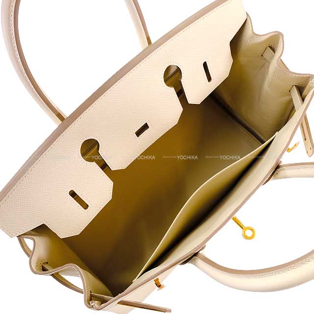 HERMES Handbag Birkin30 Craie Ever Grain Gold HW Stamp B[EXCELLENT][Authentic]