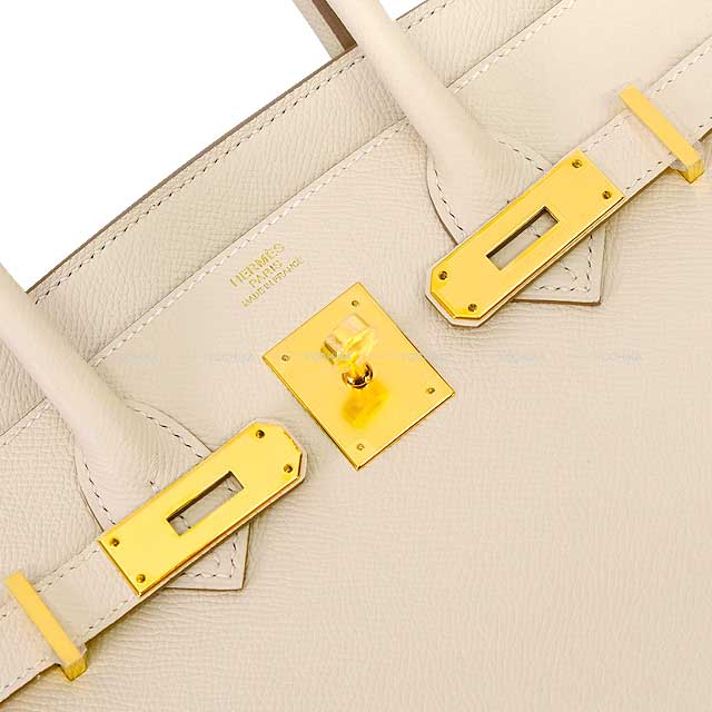 HERMES Handbag Birkin30 Craie Ever Grain Gold HW Stamp B[EXCELLENT][Authentic]
