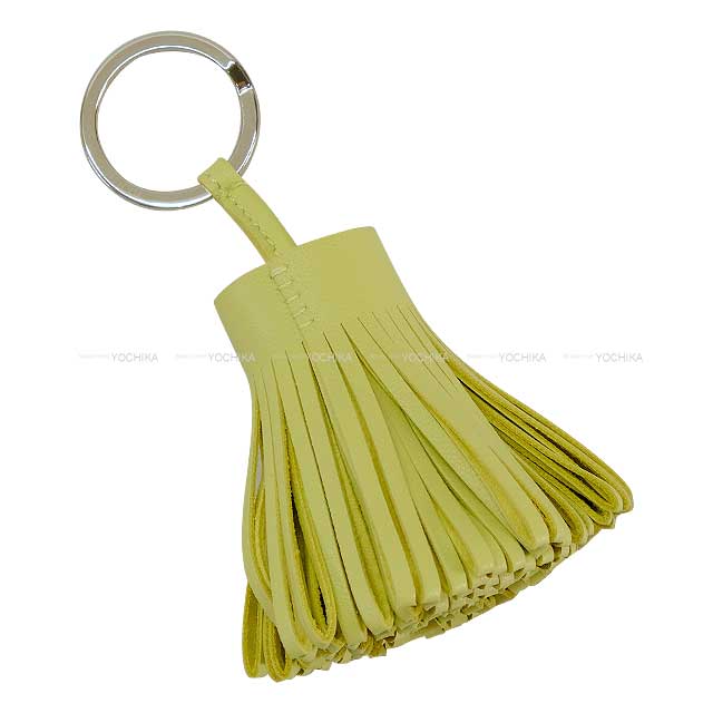 HERMES key ring Carmen Jaune Bourgeon Agneau Milo Silver HW Stamp U[EXCELLENT][Authentic]