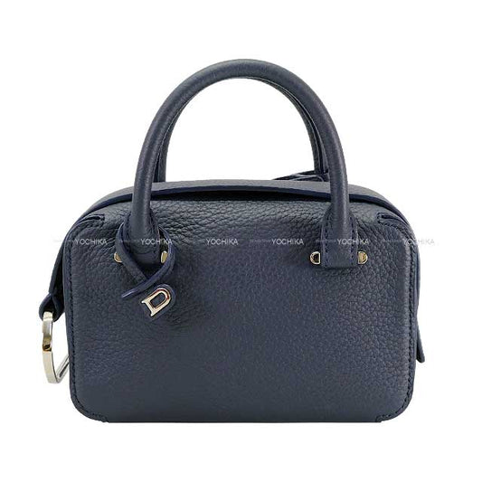 Delvaux Handbag Cool Box Nano Blue Navy Taurillon Soft Silver HW[EXCELLENT][Authentic]