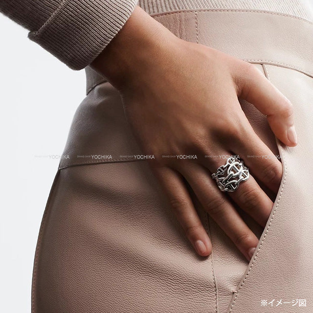 HERMES ring Enchainee GM #57 Silver925 (SV925 Ag925) #57[EXCELLENT][Authentic]