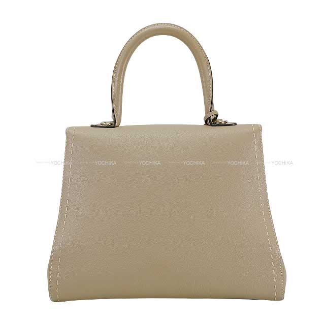 [Pre-loved] Delvaux Handbag Brillant MM Surpique Stitch Mirror with Initial Tourterelle/Ivory Rodeo Calf Silver HW AA0555ADW0AKSPA[USED SA][Authentic]