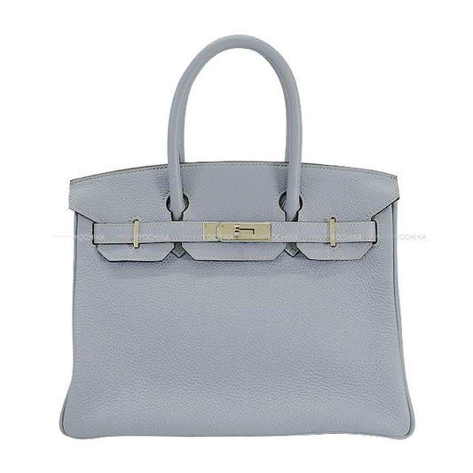 [Pre-loved] HERMES Handbag Birkin30 Bleu Lin Epsom Souple Silver HW Stamp □Q[LIKE NEW][Authentic]