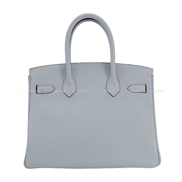 [Pre-loved] HERMES Handbag Birkin30 Bleu Lin Taurillon Clemence Silver HW Stamp □Q[LIKE NEW][Authentic]