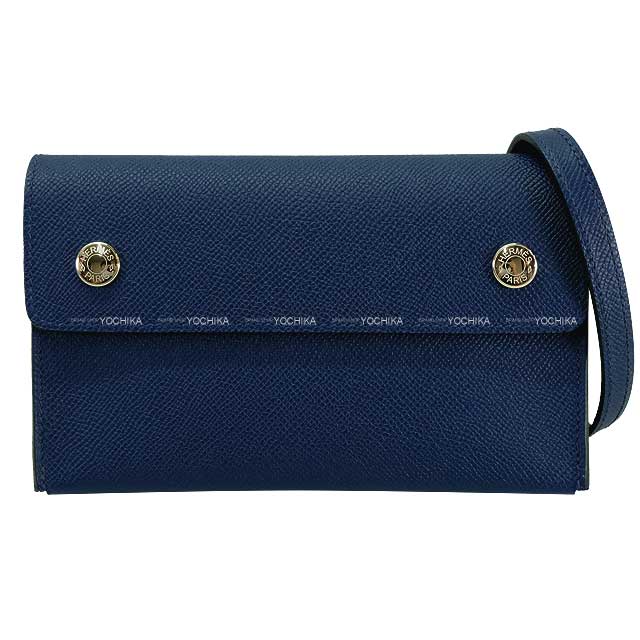 HERMES long wallet Hermesnap To Go Bleu navy(7U) Veau Epsom Silver HW Stamp W[BRAND NEW][Authentic]