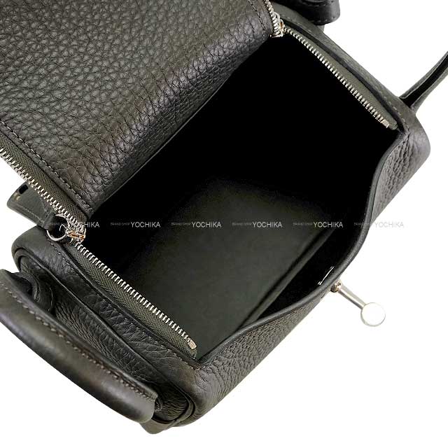 HERMES Shoulder bag Lindy 20 mini Graphite Taurillon Clemence Silver HW Stamp w[BRAND NEW][Authentic]