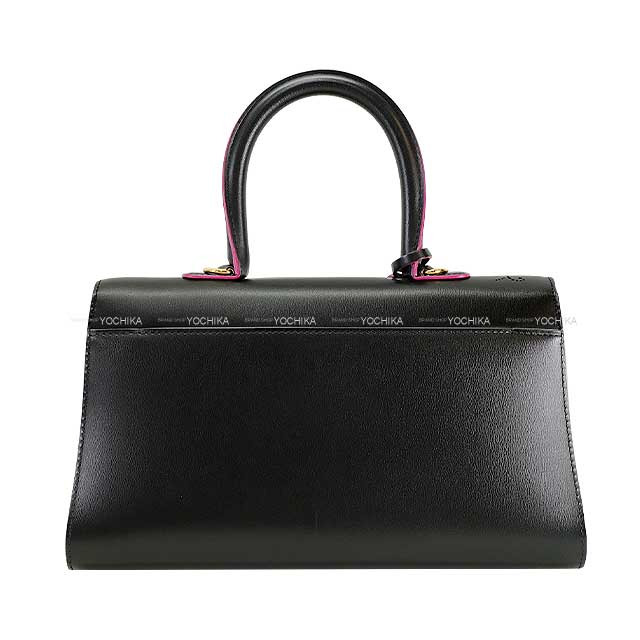 [Pre-loved] Delvaux Handbag Brillon PM East West Cashmere Noir (Black)/Pink/Blue Calf Gold HW AA0417AVR099ZDO[LIKE NEW][Authentic]