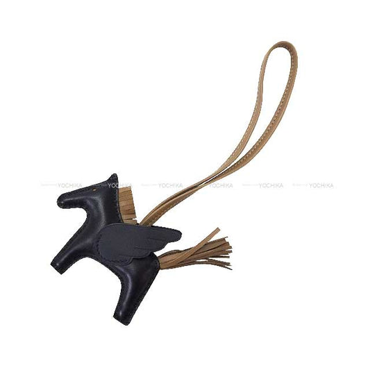 HERMES bag charm Rodeo Pegasus PM Noir (Black)/Etoupe Agneau Milo/Veau Swift Stamp W[BRAND NEW][Authentic]