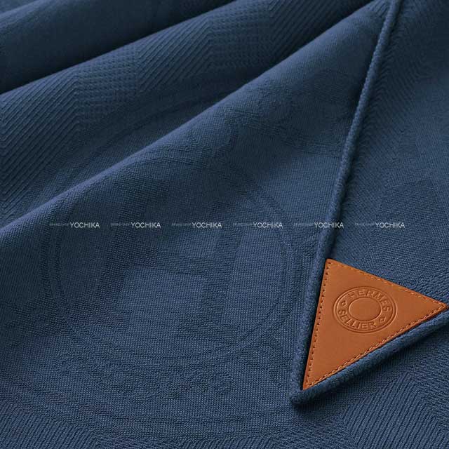 HERMES scarf LOSANGE GM New Libris Navy Cashmere 85%/Silk 15%[EXCELLENT][Authentic]