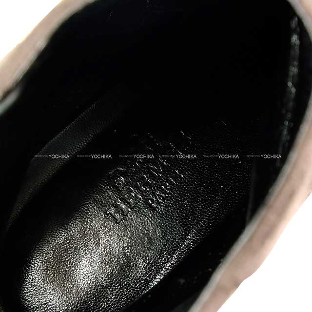 [Pre-loved] HERMES boots Short chunky heel 38 Brown Velor 38 Silver HW[LIKE NEW][Authentic]