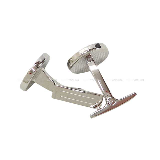 HERMES Cufflinks Licol 2 Etain Lacquer Metal Silver HW[BRAND NEW][Authentic]