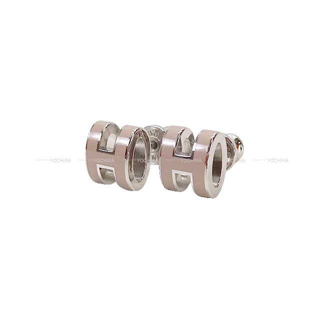 HERMES pierced earring Mini Pop HMarron Grace Silver Plated[BRAND NEW][Authentic]