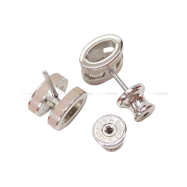 HERMES pierced earring Mini Pop HMarron Grace Silver Plated[BRAND NEW][Authentic]