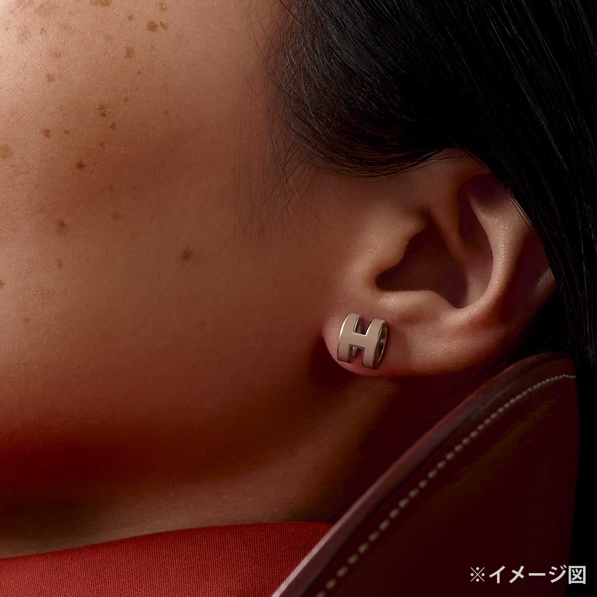 HERMES pierced earring Mini Pop HMarron Grace Silver Plated[BRAND NEW][Authentic]