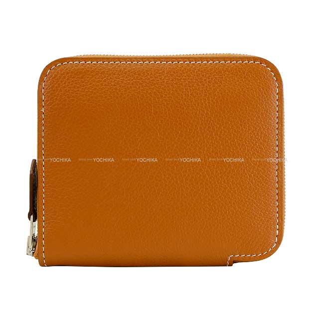 HERMES Bi-fold wallet Azap Silk in Compact Mors a Jouets Gold/Orange/Rose Purple Evercolor/Silk100% Silver HW Stamp B[BRAND NEW][Authentic]