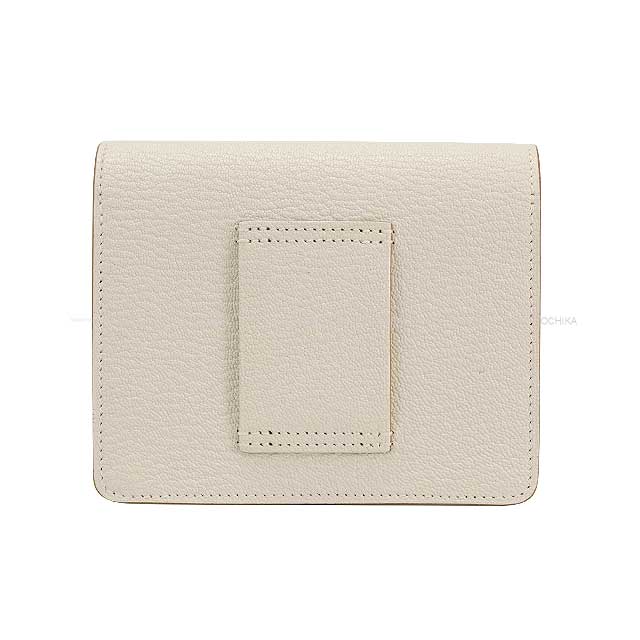 HERMES Bi-fold wallet Roulis Slim Craie Chevre Myzore Champagne Gold HW Stamp B[EXCELLENT][Authentic]