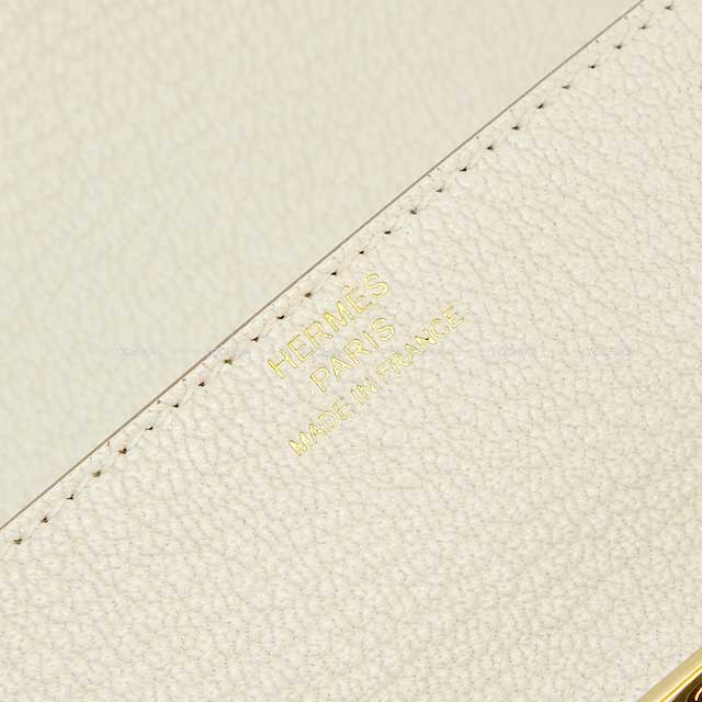 HERMES Bi-fold wallet Roulis Slim Craie Chevre Myzore Champagne Gold HW Stamp B[EXCELLENT][Authentic]