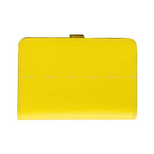 HERMES card holder Dogon Card holder Lime Evercolor Silver HW Stamp D[EXCELLENT][Authentic]