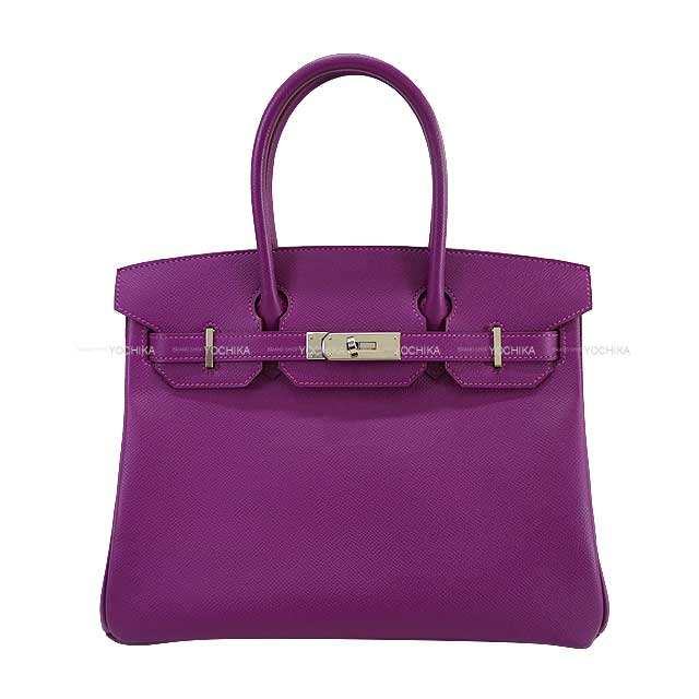 [Pre-loved] HERMES Handbag Birkin30 Anemone Ever Grain Silver HW Stamp □R[LIKE NEW][Authentic]