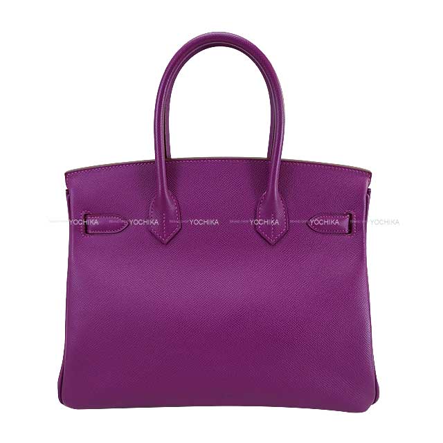 [Pre-loved] HERMES Handbag Birkin30 Anemone Ever Grain Silver HW Stamp □R[LIKE NEW][Authentic]