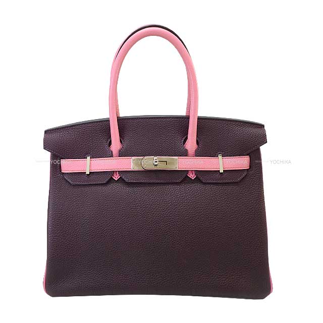 [Pre-loved] HERMES Handbag Birkin30 Special order Raisin/Pink Veau Togo Silver HW Stamp □O[LIKE NEW][Authentic]