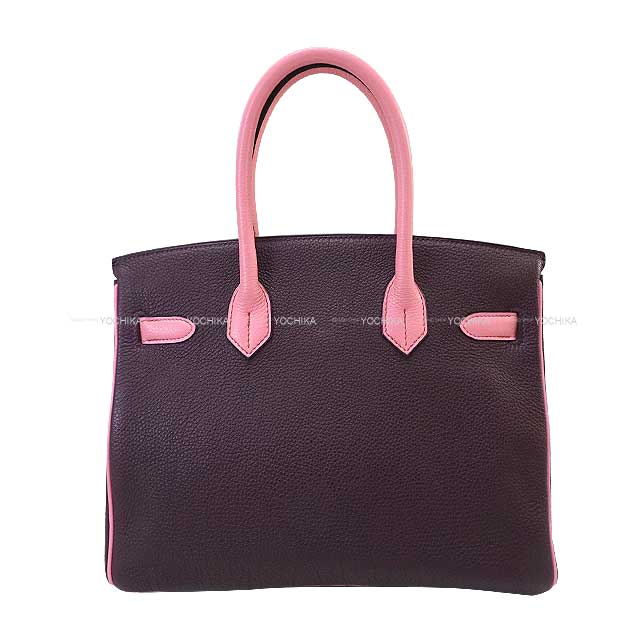 [Pre-loved] HERMES Handbag Birkin30 Special order Raisin/Pink Veau Togo Silver HW Stamp □O[LIKE NEW][Authentic]