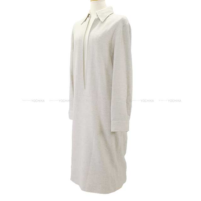 [Pre-loved] HERMES One‐piece dress by Martin Margiela Vareuse Open collar knit shirt Dress Sold Grey Cashmere100% 38[USED SA][Authentic]