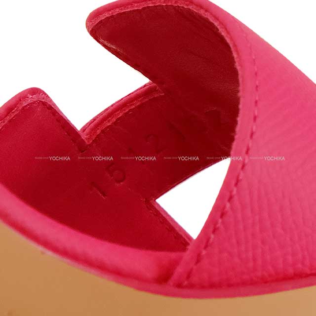 HERMES sandals Ladies OASIS H-motif Heel Rose Azalee Veau Epsom 35.5[EXCELLENT][Authentic]