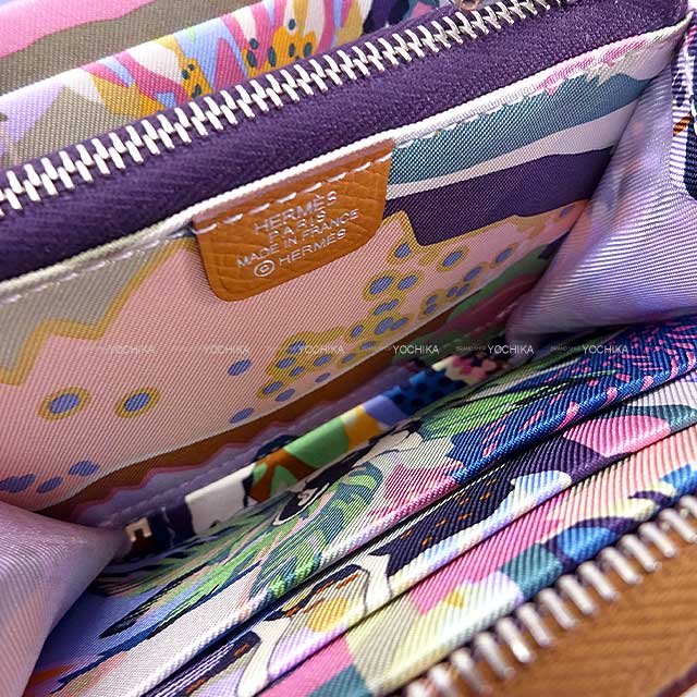 HERMES Bi-fold wallet Azap Silk'in Compact EN LIBERTE! Gold/Cassis Veau Epsom/Silk/Veau Barenia Silver HW Stamp U[EXCELLENT][Authentic]