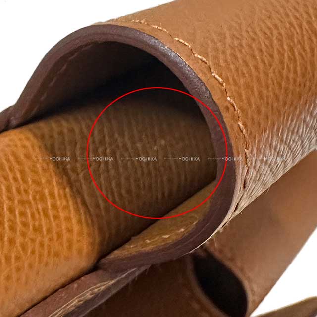 [Pre-loved] HERMES Carrying case Smartphone case HERMES way lipstick case Gold/Nata/Orange Ever Grain Silver HW Stamp U[LIKE NEW][Authentic]